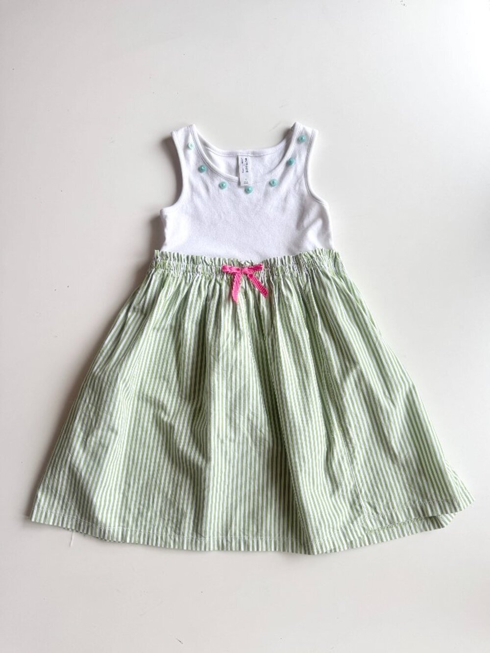 Girls' JUNO VALENTINE by JANIE AND JACK Green Striped Poplin Tank Dress, Size 5